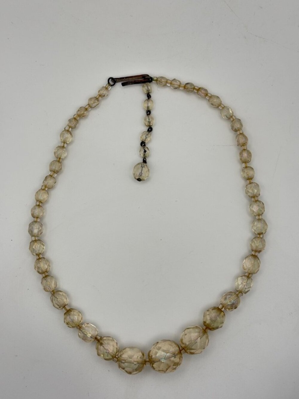 Vintage Western Germany Faceted Crystal Glass Bead Graduated Choker Necklace 15